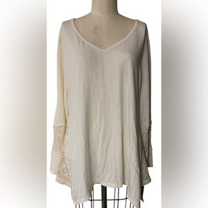 Style & Co. Petite PXL Slub Handkerchief Hem Casual Top Ivory